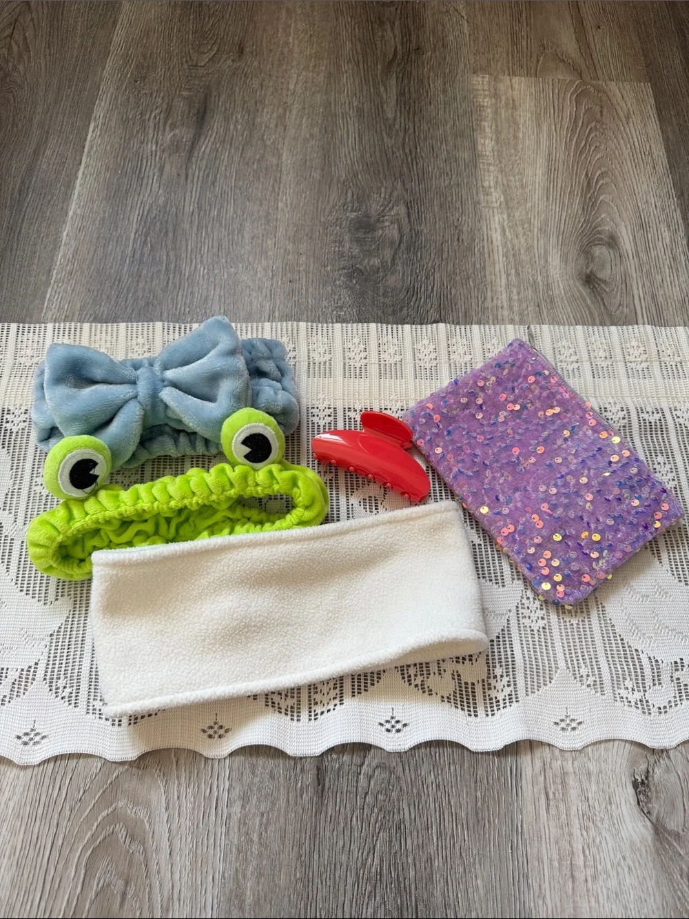 Hair Accessory Set - Spa and Ear Warmer Headbands with Claw Clip and Bag